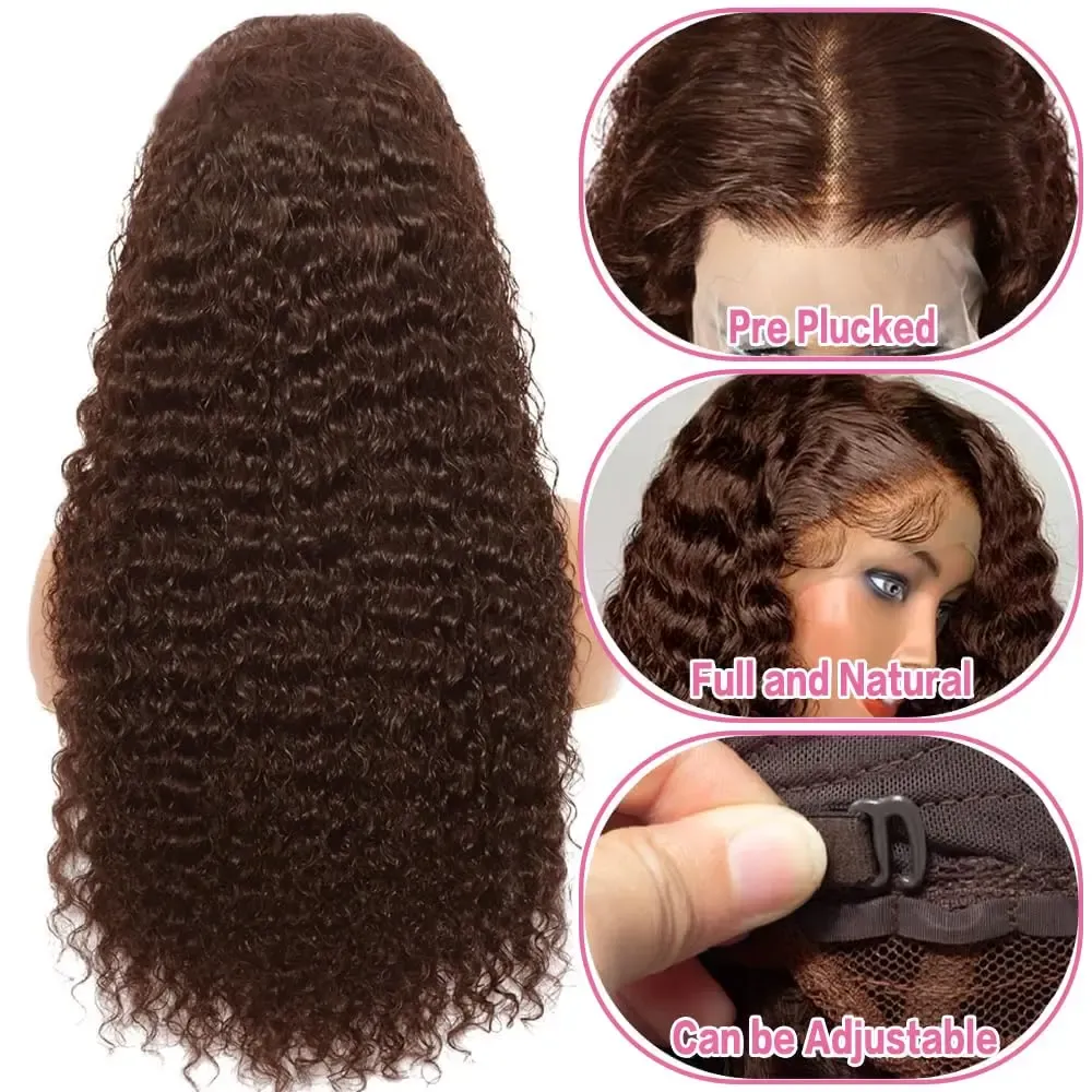 Colorful 30in 13X6 Chocolate Brown Deep Wave HD Transparent Lace Front Wigs Human Hair 99J Red Burgundy Colored Deep Wigs 4/27 Highlight Ombre Human Hair Curly Wigs Black Deep Wigs Pre Plucked With Baby Hair Summervibes