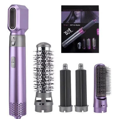 Best-Selling 5 in 1 Air Styler Automatic Hair Curling Iron with Detachable Brush Head, Blow-Dry,Straightening Wrap Negative Ions Ergonomic Rose Gold(Advanced Custom) Holiday Gift