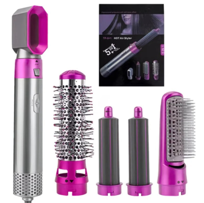 Best-Selling 5 in 1 Air Styler Automatic Hair Curling Iron with Detachable Brush Head, Blow-Dry,Straightening Wrap Negative Ions Ergonomic Rose Gold(Advanced Custom) Holiday Gift