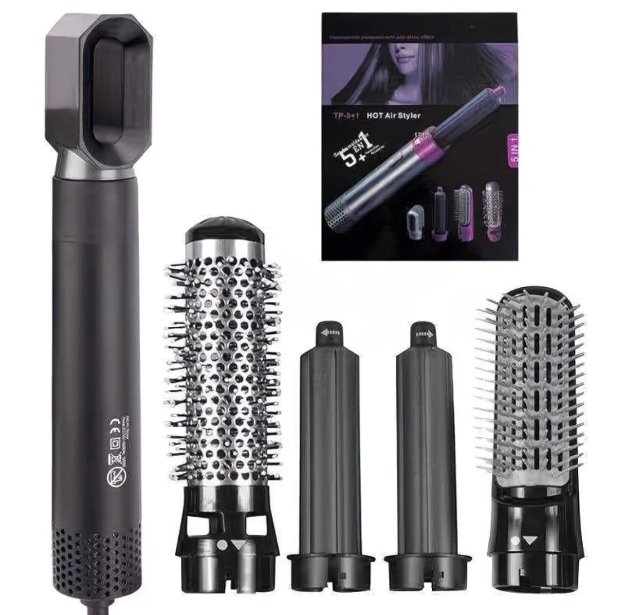Best-Selling 5 in 1 Air Styler Automatic Hair Curling Iron with Detachable Brush Head, Blow-Dry,Straightening Wrap Negative Ions Ergonomic Rose Gold(Advanced Custom) Holiday Gift