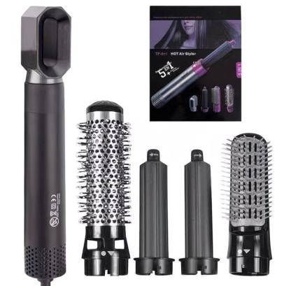 Best-Selling 5 in 1 Air Styler Automatic Hair Curling Iron with Detachable Brush Head, Blow-Dry,Straightening Wrap Negative Ions Ergonomic Rose Gold(Advanced Custom) Holiday Gift