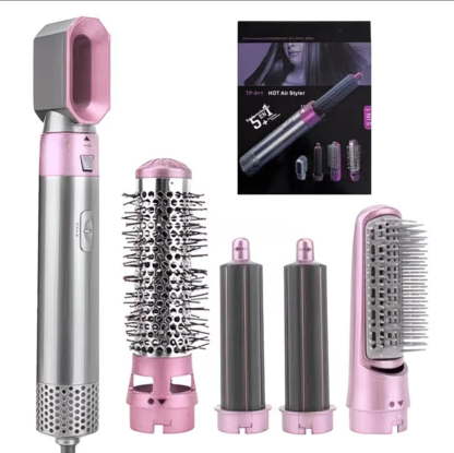 Best-Selling 5 in 1 Air Styler Automatic Hair Curling Iron with Detachable Brush Head, Blow-Dry,Straightening Wrap Negative Ions Ergonomic Rose Gold(Advanced Custom) Holiday Gift