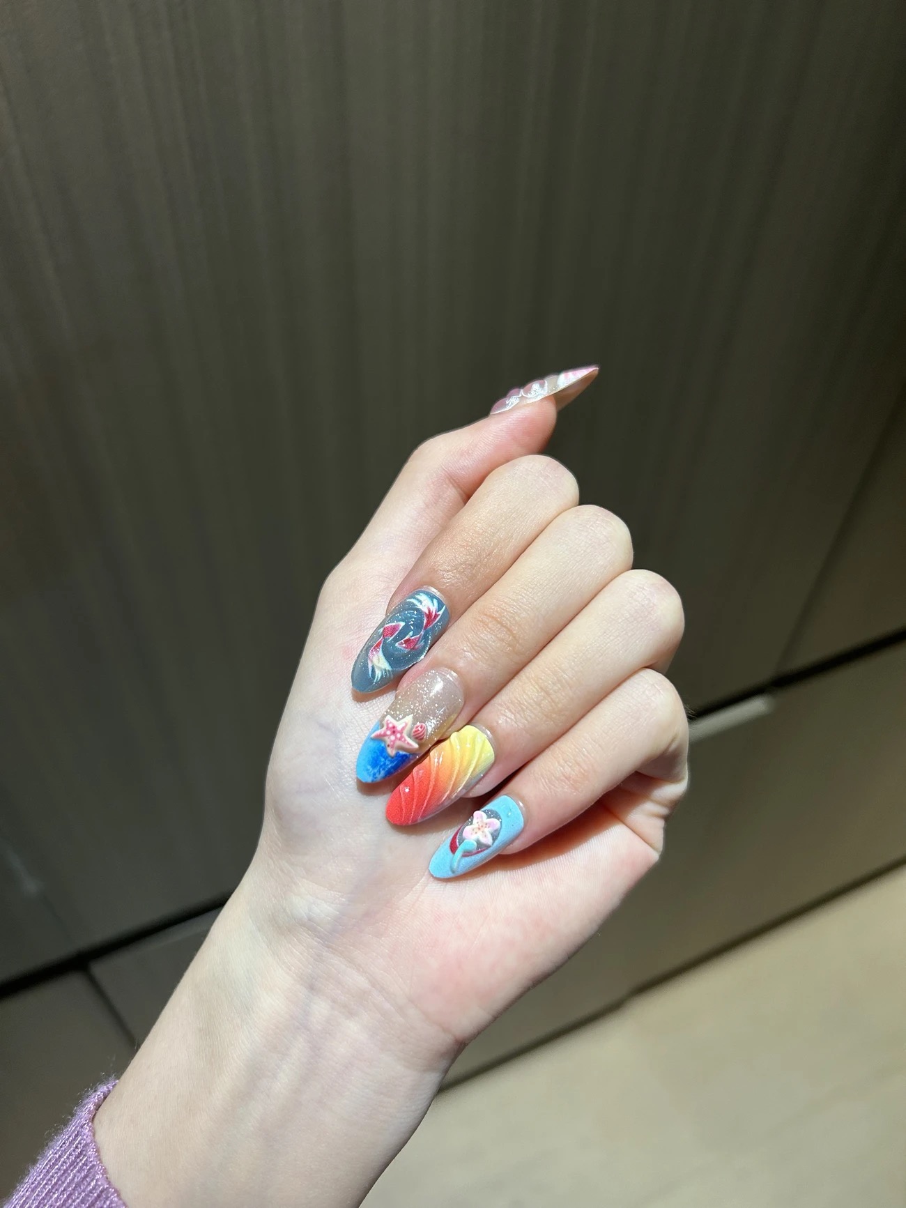2026 New Arrival: Ocean-Themed 3D Sculpted Press-On Nails — Handcrafted Seashell & Goldfish Design (Fairness-Enhancing)