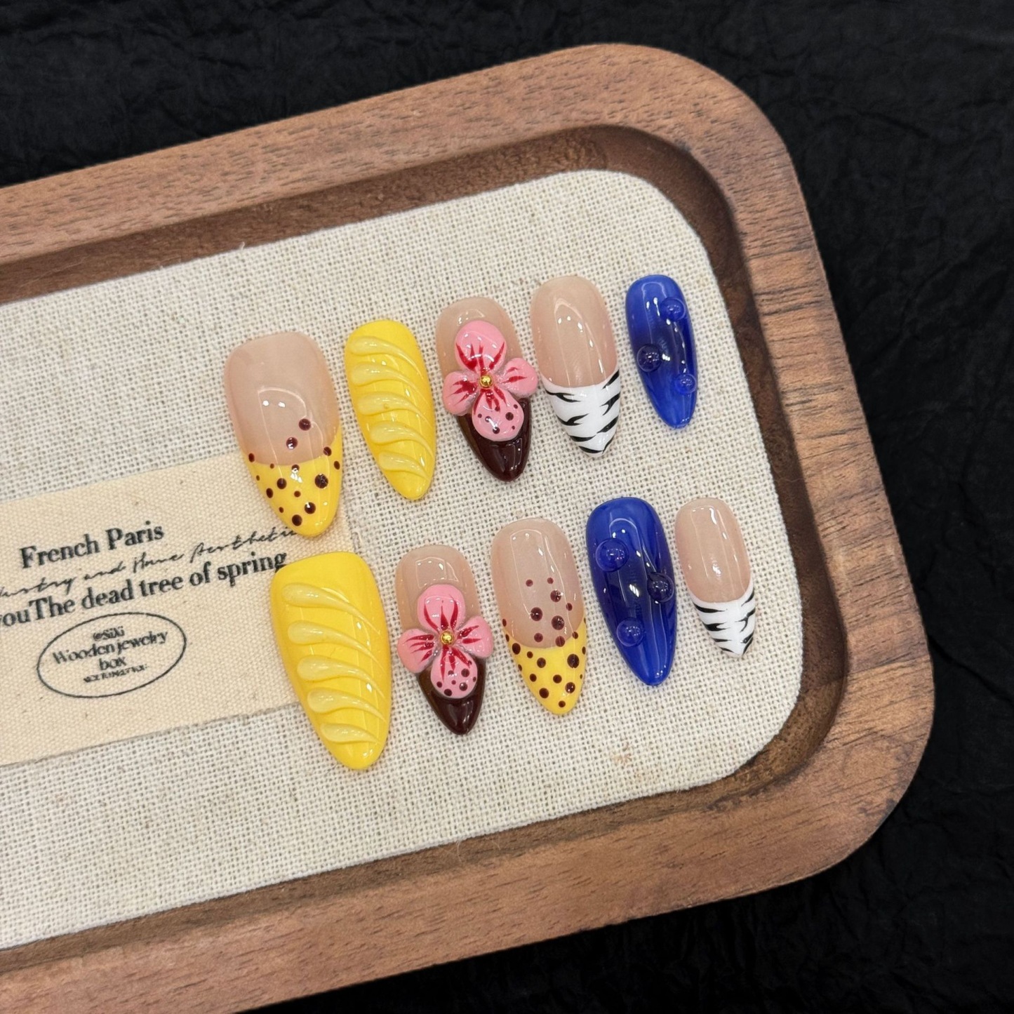 Handmade 3D Press-On Nails: Western-Style Sculpted Almond-Shaped Faux Nails