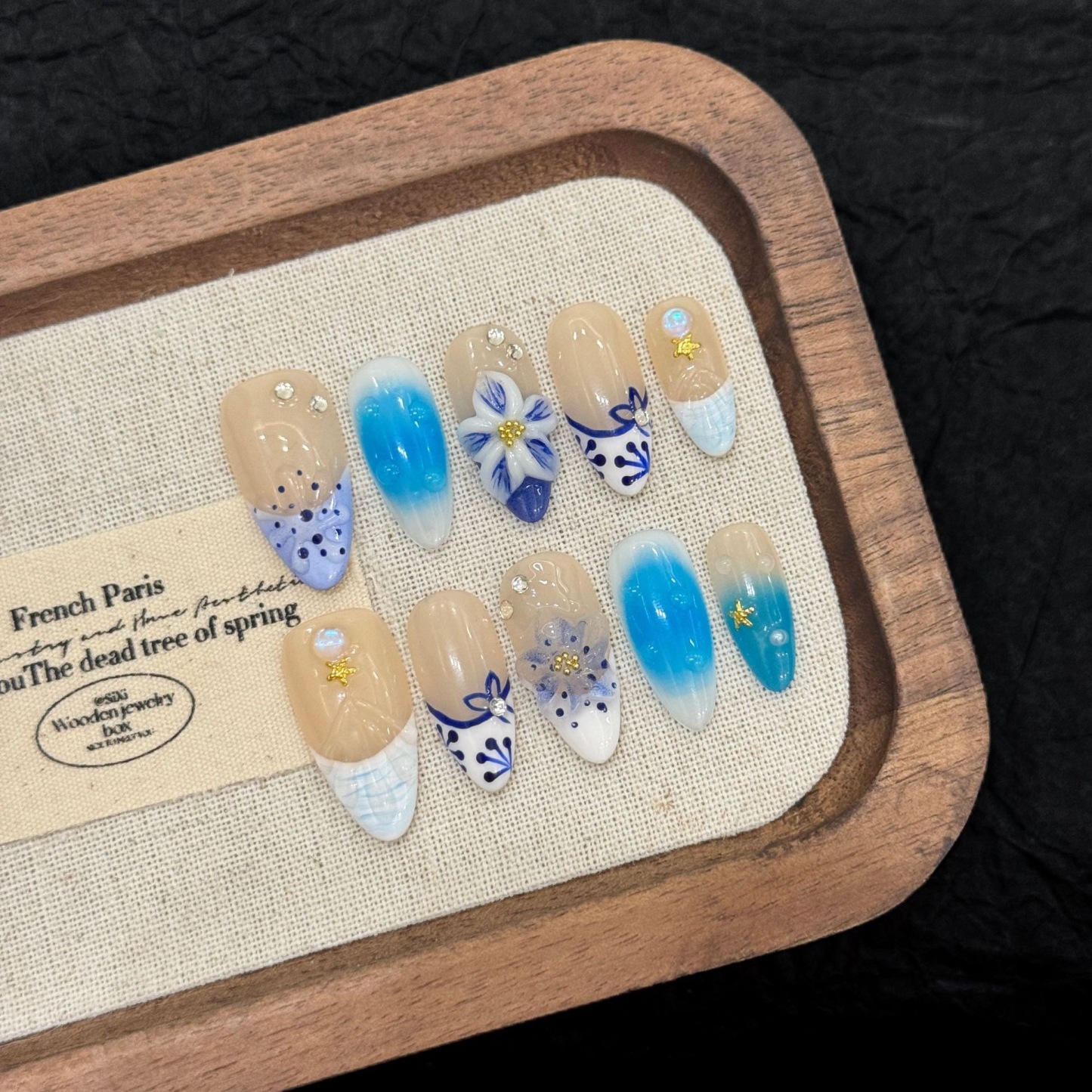 Handmade 3D Press-On Nails: Western-Style Sculpted Almond-Shaped Faux Nails