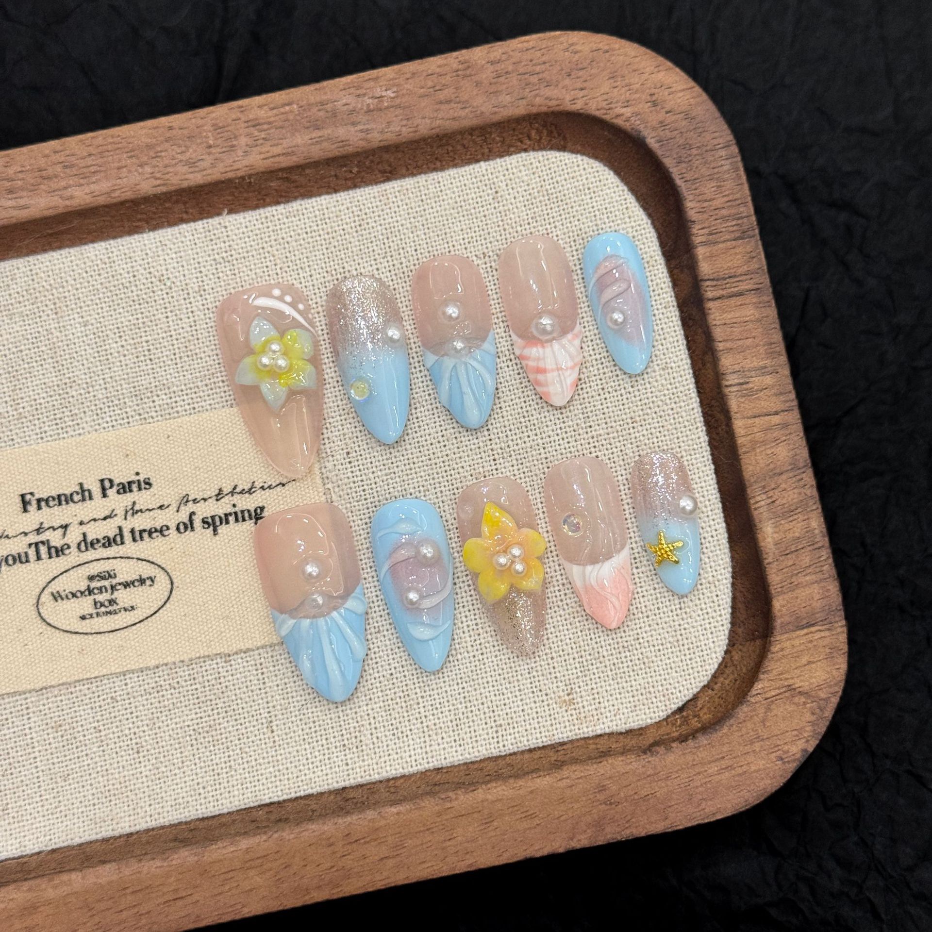 Handmade 3D Press-On Nails: Western-Style Sculpted Almond-Shaped Faux Nails