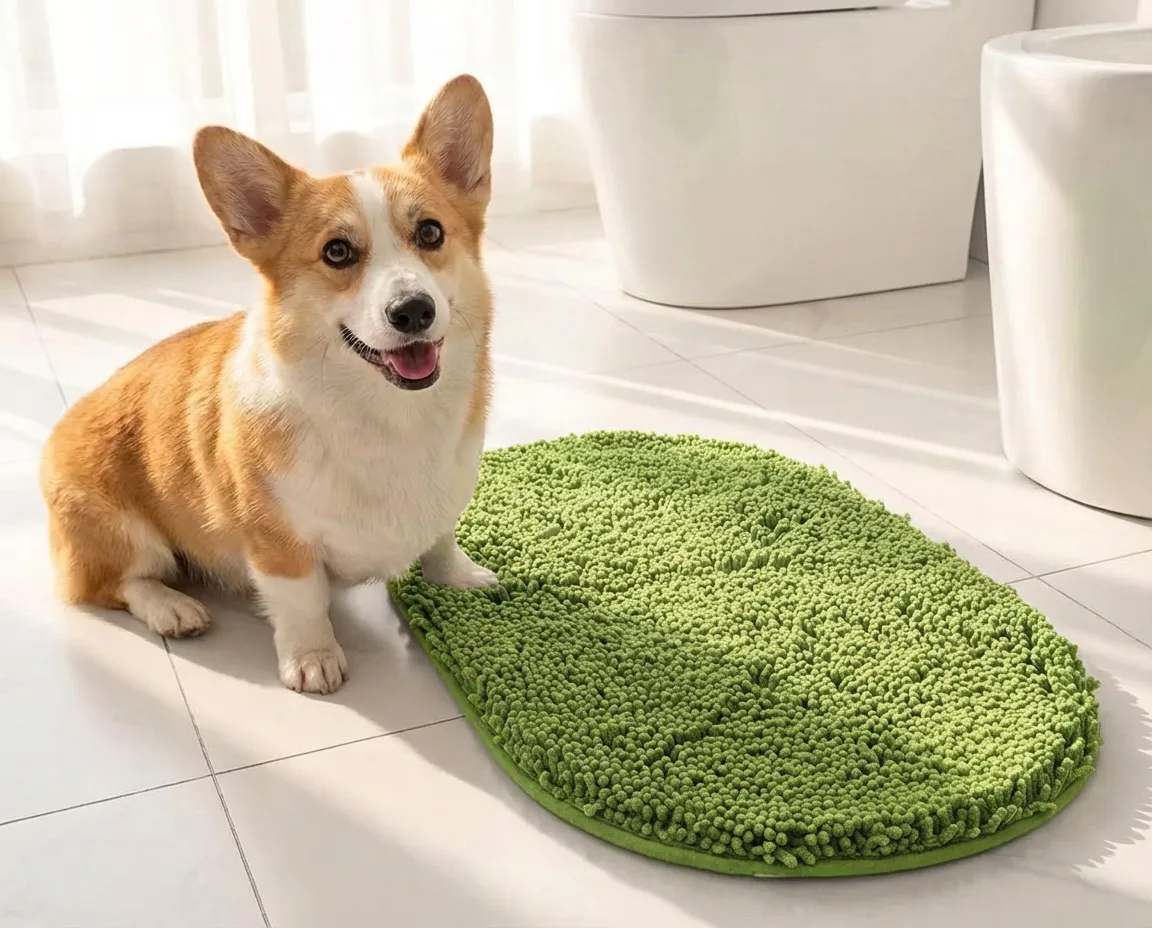 Super Absorbent Microfiber Dog Door Mat for Muddy Paws, Non-Slip Washable Pet Rug, Quick Dry Chenille Entryway Carpet, Machine Washable Indoor Outdoor Mat, Grey Oval