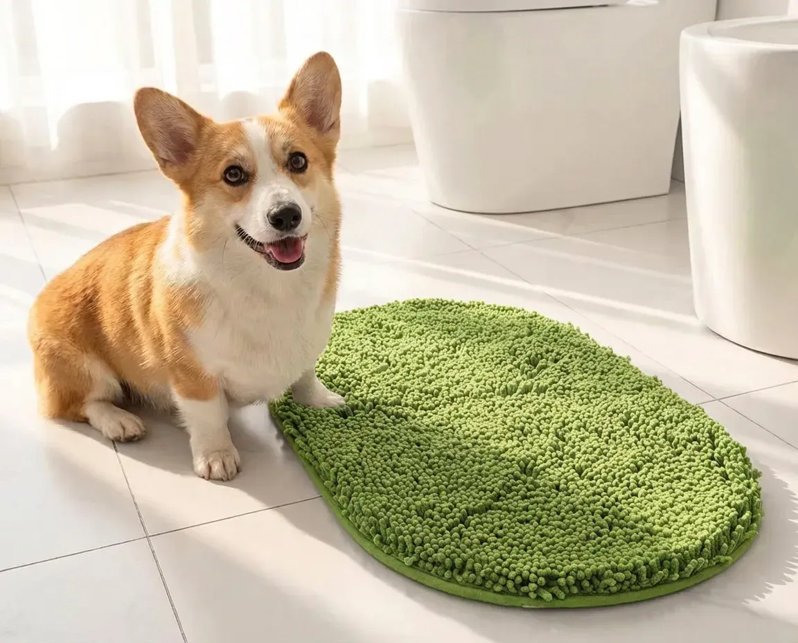 Super Absorbent Microfiber Dog Door Mat for Muddy Paws, Non-Slip Washable Pet Rug, Quick Dry Chenille Entryway Carpet, Machine Washable Indoor Outdoor Mat, Grey Oval