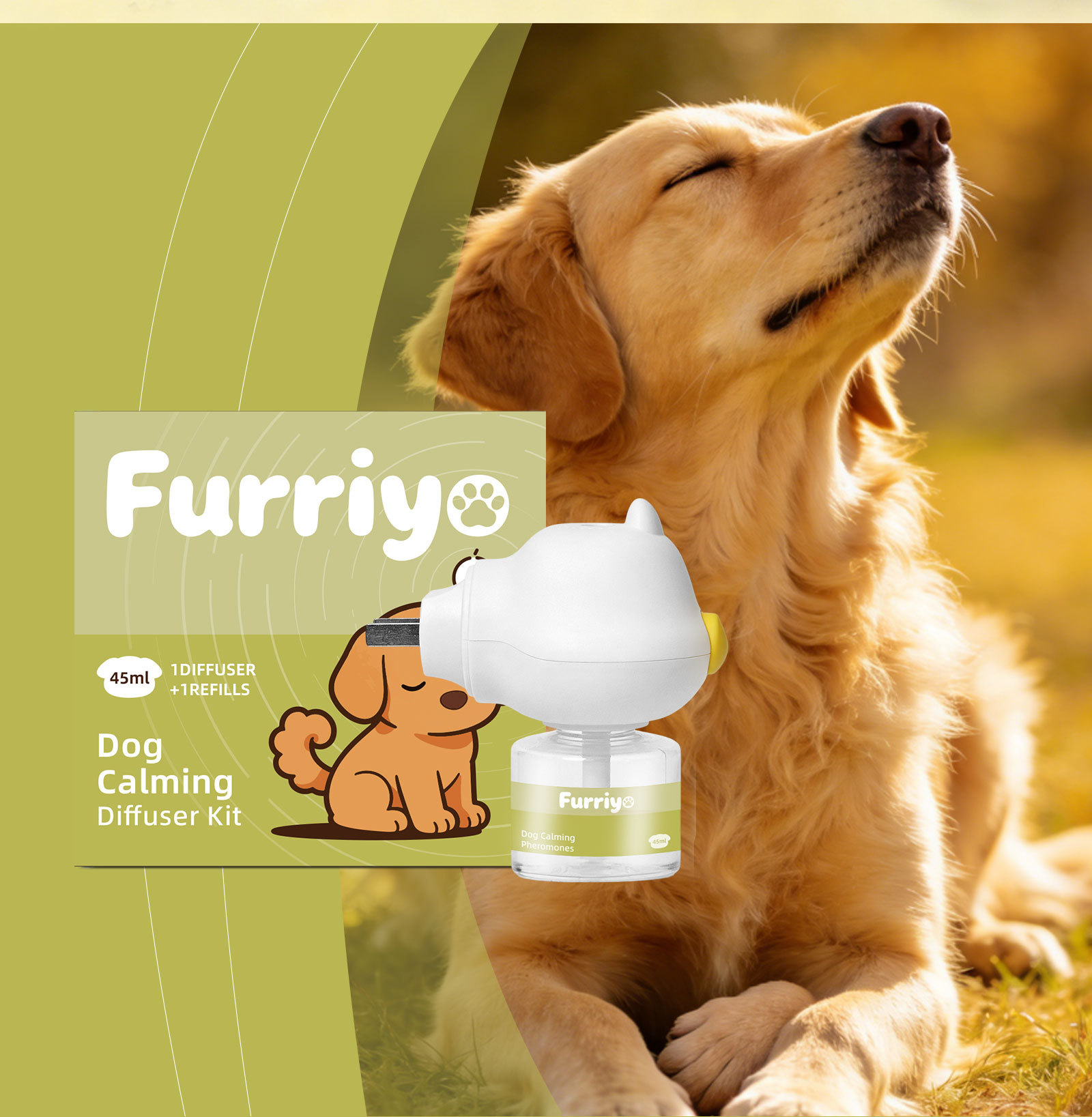  60-Day Dog&Cat Calming Diffuser - Helps with Stress, Destructive Behavior, Pee Accidents, Separation Anxiety, Barking, Aggression & Chewing - 60-Day Refill Included - Packaging May Vary - Results May Vary