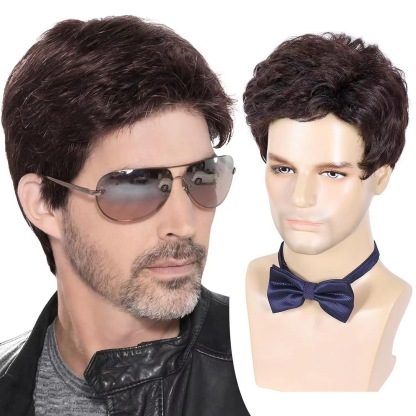 New Arrival: Best-Selling Premium Men's Business-Style Wig — Sophisticated Short Hairpiece with Faux Silver Gradient