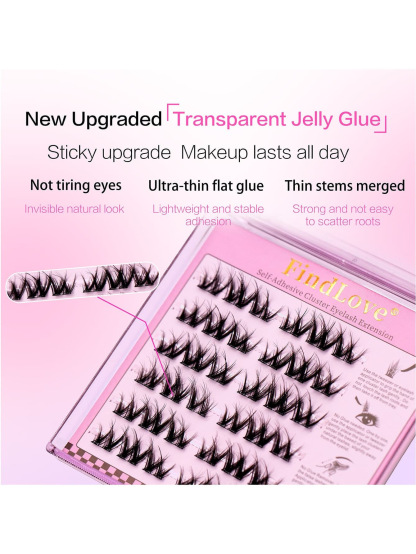 "Rock Sweetheart" Glue-Free False Eyelashes — Beginner-Friendly, Segmented, Self-Adhesive, Voluminous Style