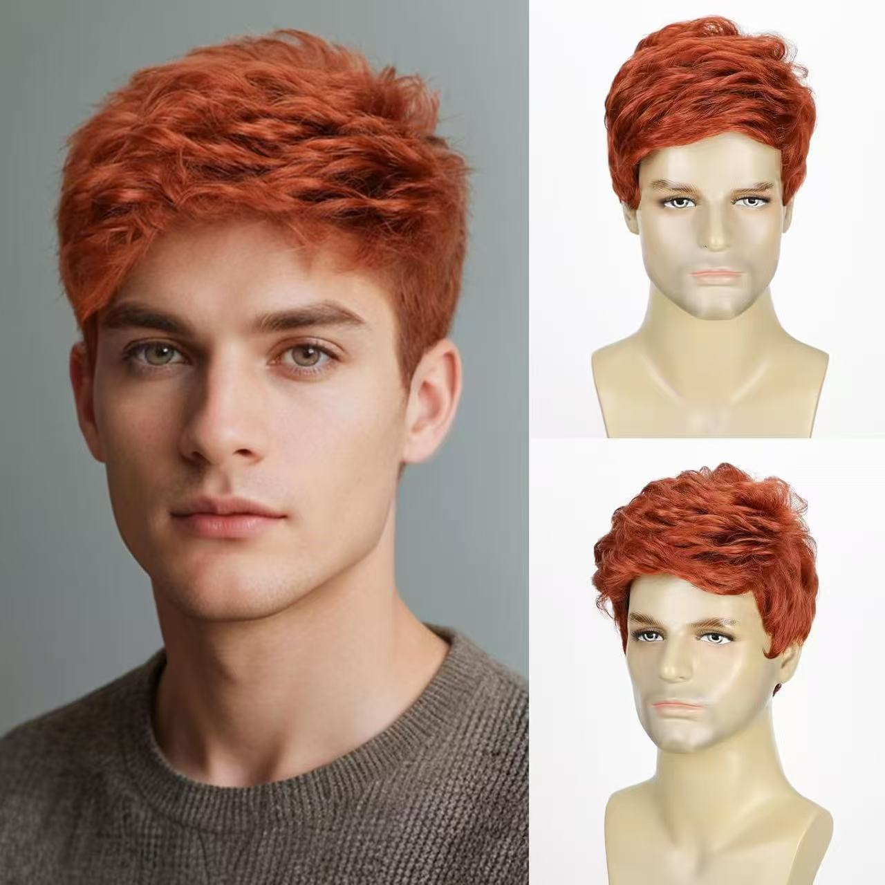 New Arrival: Best-Selling Premium Men's Business-Style Wig — Sophisticated Short Hairpiece with Faux Silver Gradient