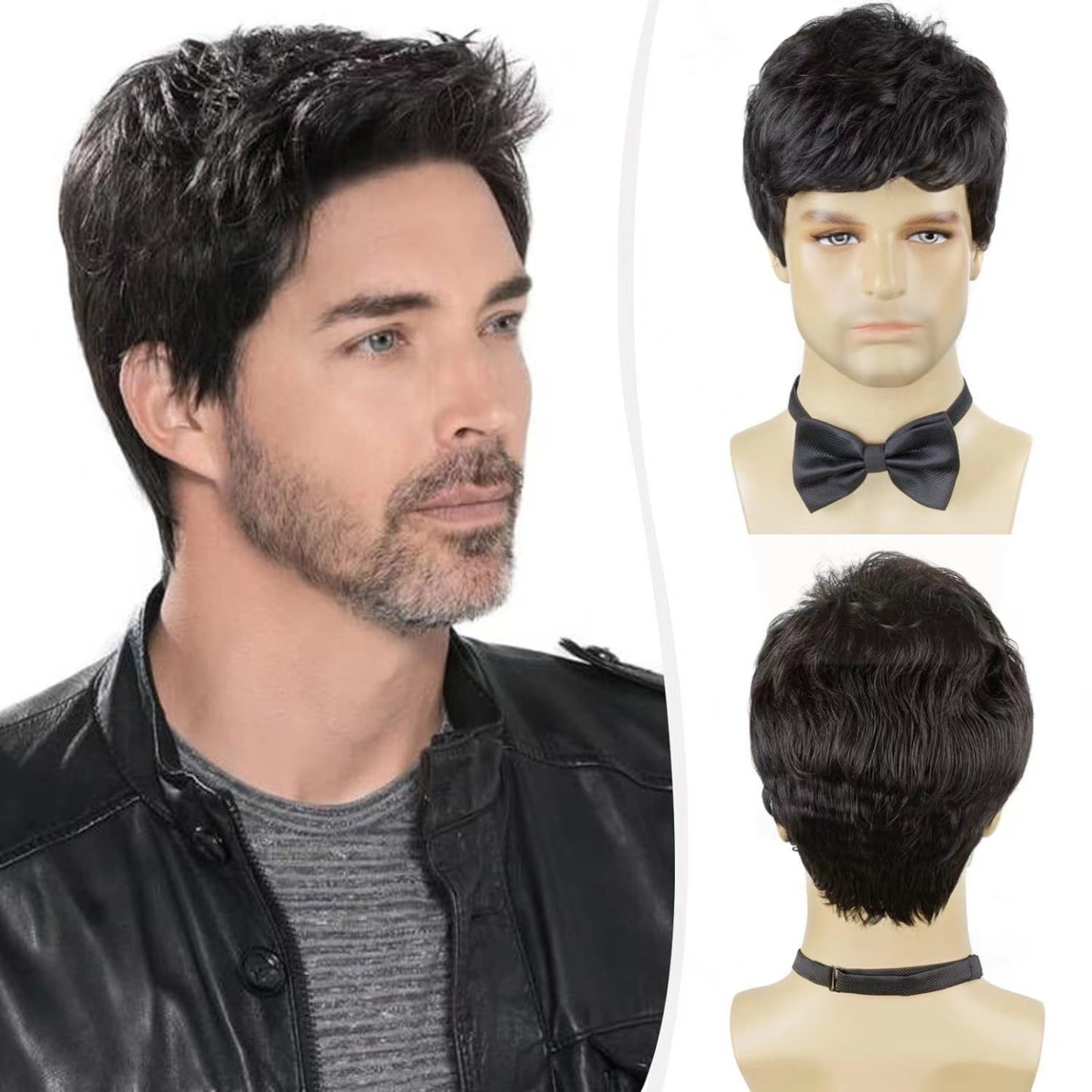 New Arrival: Best-Selling Premium Men's Business-Style Wig — Sophisticated Short Hairpiece with Faux Silver Gradient