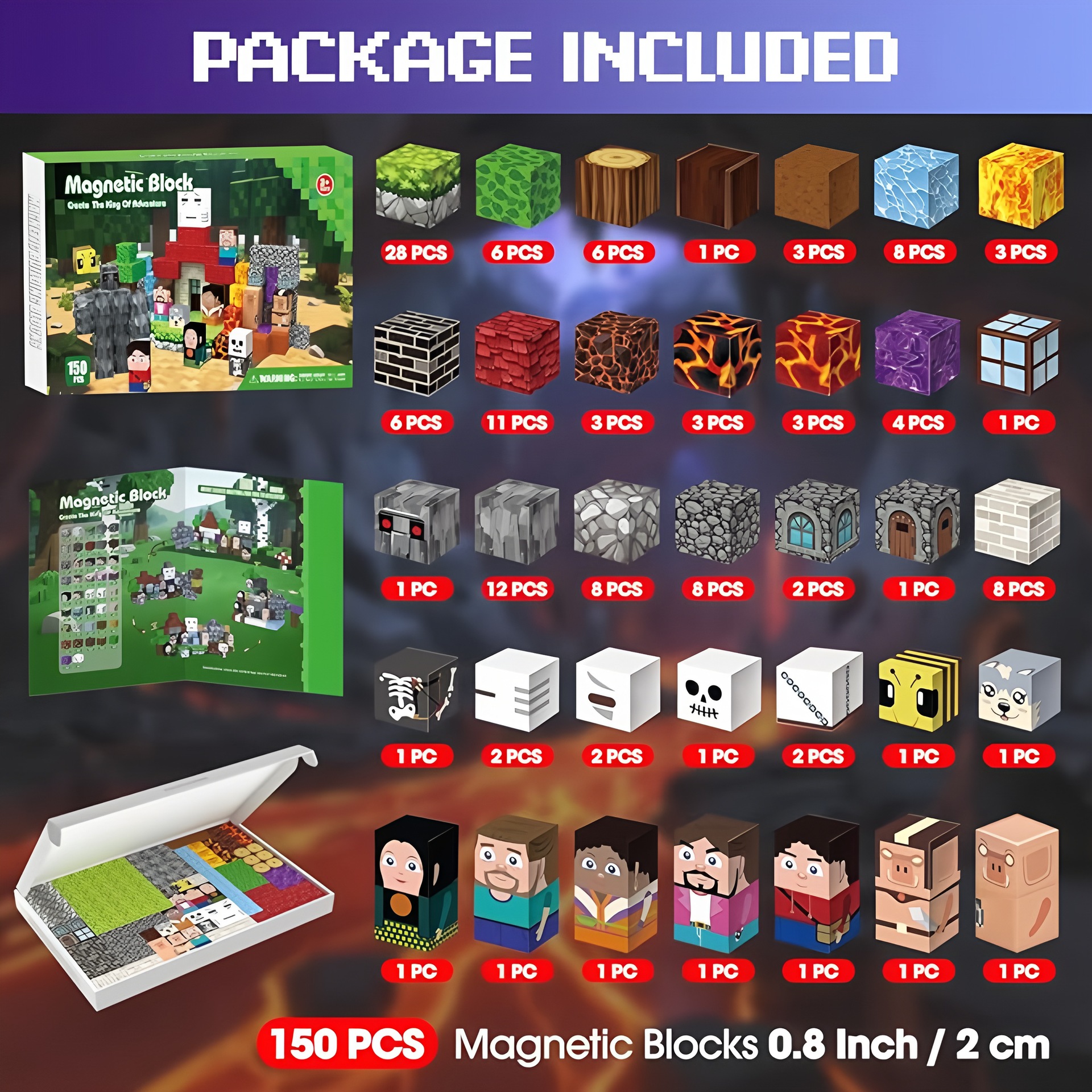 Magnetic Building Blocks -  Magnetic Action Figures Playset, Magnetic Building Block Toys with Magnetic Cubes, 360° Rotating Arms and Legs, Creative Play Set for Kids 6+, Birthday Gifts for Boys Girls
