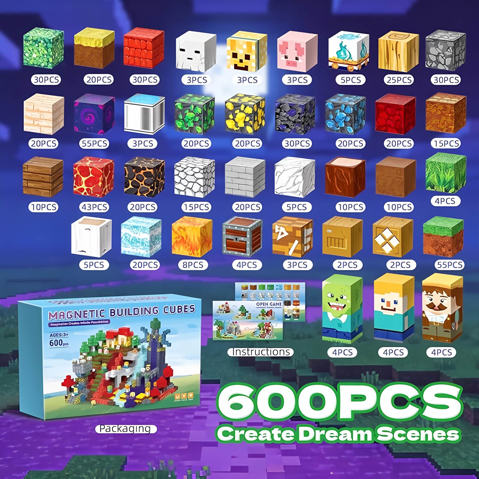 Magnetic Building Blocks -  Magnetic Action Figures Playset, Magnetic Building Block Toys with Magnetic Cubes, 360° Rotating Arms and Legs, Creative Play Set for Kids 6+, Birthday Gifts for Boys Girls