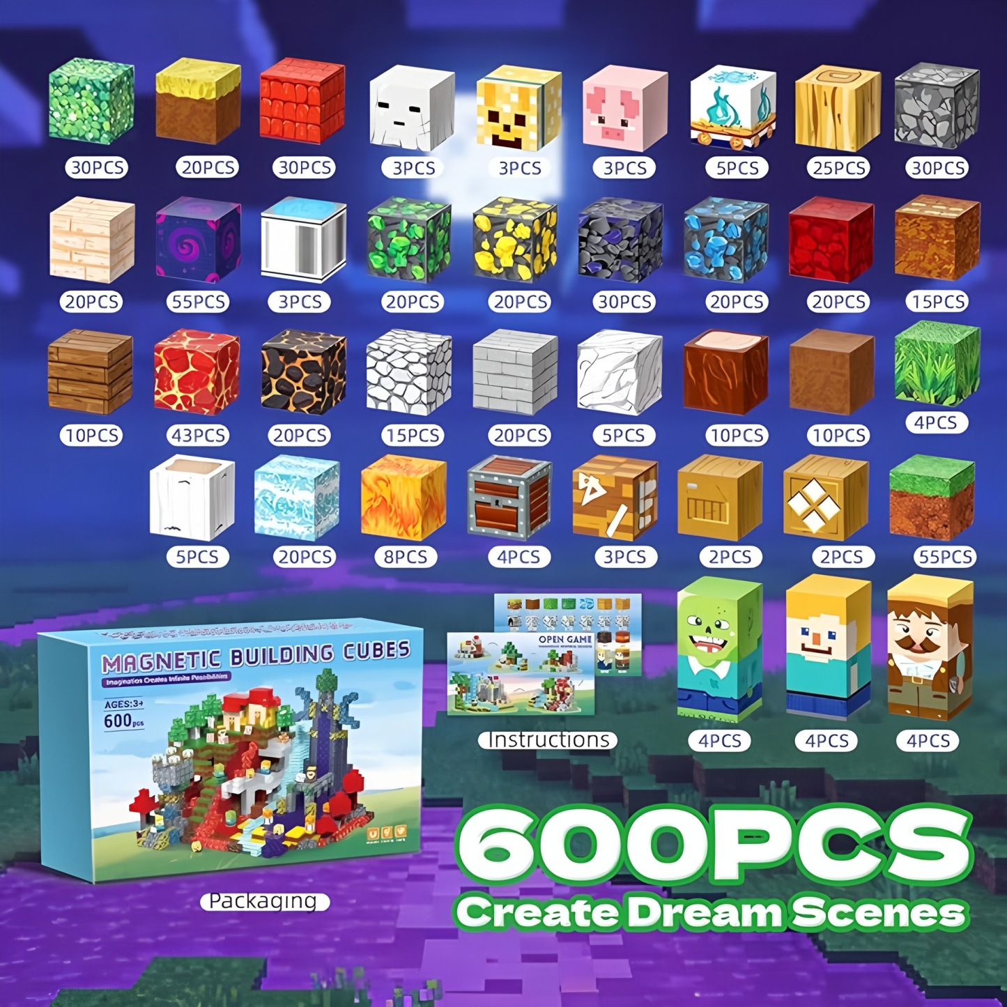 Magnetic Building Blocks -  Magnetic Action Figures Playset, Magnetic Building Block Toys with Magnetic Cubes, 360° Rotating Arms and Legs, Creative Play Set for Kids 6+, Birthday Gifts for Boys Girls