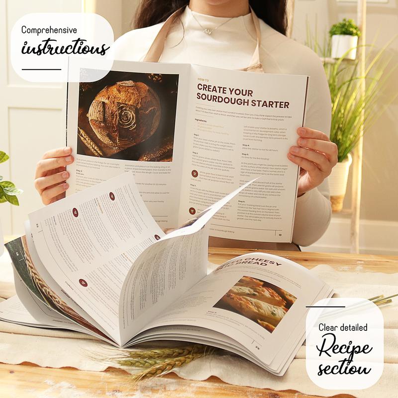 Super All-Inclusive Sourdough Starter Kit, Sourdough Bread Baking Supplies for Beginner with Pot, Banneton Bread Proofing Baskets, Starter Jar, Scraper, Scale, Recipe Book, Bread Making Tools & More