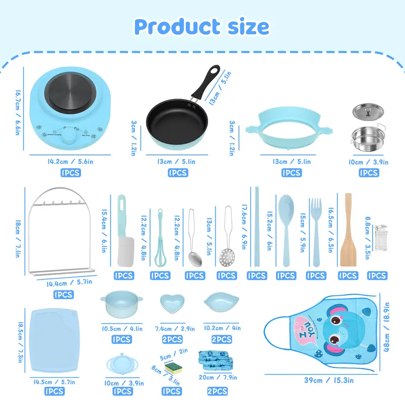 Kids Cooking Set | 28PCS Real Kitchen Starter Kit, Educational Cooking Toys, Gift for Boys & Girls Ages 6-12