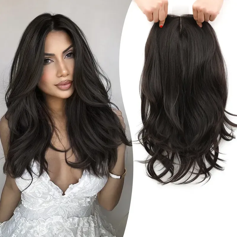 18 Inch Loose Wavy Hair Topper for Women – Lightweight Clip-In Topper with Natural Scalp Look, Seamless Coverage & Volume for Everyday Wear