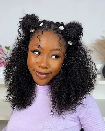 3 in 1 Half Wig Burmese Curly 100% Human Virgin Hair Seamless Flip Over Beginner Friendly Glueless Wear & Go Drawstring Clip in Wig Black Color 14-26 Inch 200% Density #Summervibes