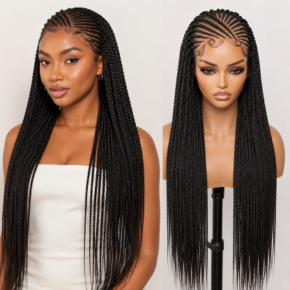 [New Arrival] Fiber 13×5 Lace Front Glueless Braided Wig 28 inch– Two-Strand Twist Braids Style, Beginner Friendly #tiktok shop spring glow up