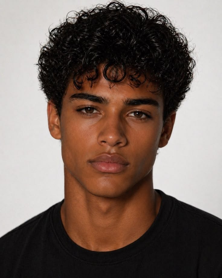 Men's Wig — Realistic, Voluminous Short Curly Hair (African-Style Tight Curls) — Black Short Curly Wig with Rose Net Cap