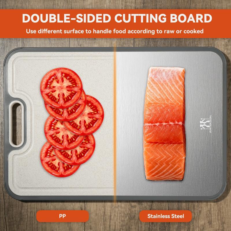 Dual-Side Anti-Mold Titanium Alloy Cutting Board: Raw/Cooked Separation + Juice Groove + Garlic Grinding Zone, All-in-One Kitchen Solution