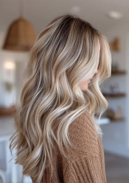 Free Part Lace Front Long-13×6 Length Curly Ombre Blonde with Highlights Glue less Synthetic Wig for Women 24 Inches