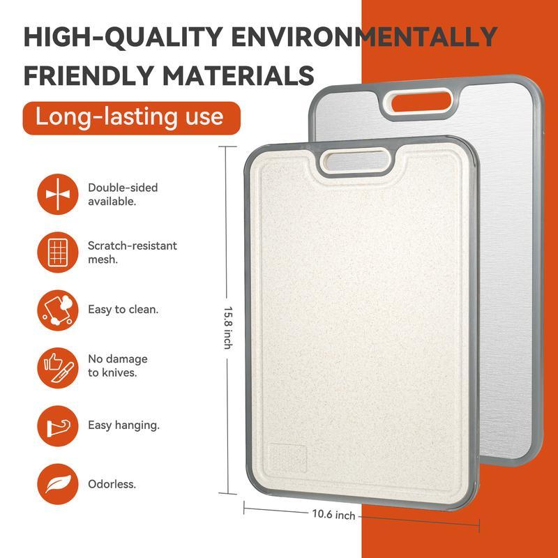 Dual-Side Anti-Mold Titanium Alloy Cutting Board: Raw/Cooked Separation + Juice Groove + Garlic Grinding Zone, All-in-One Kitchen Solution