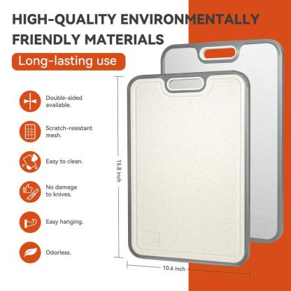 Dual-Side Anti-Mold Titanium Alloy Cutting Board: Raw/Cooked Separation + Juice Groove + Garlic Grinding Zone, All-in-One Kitchen Solution