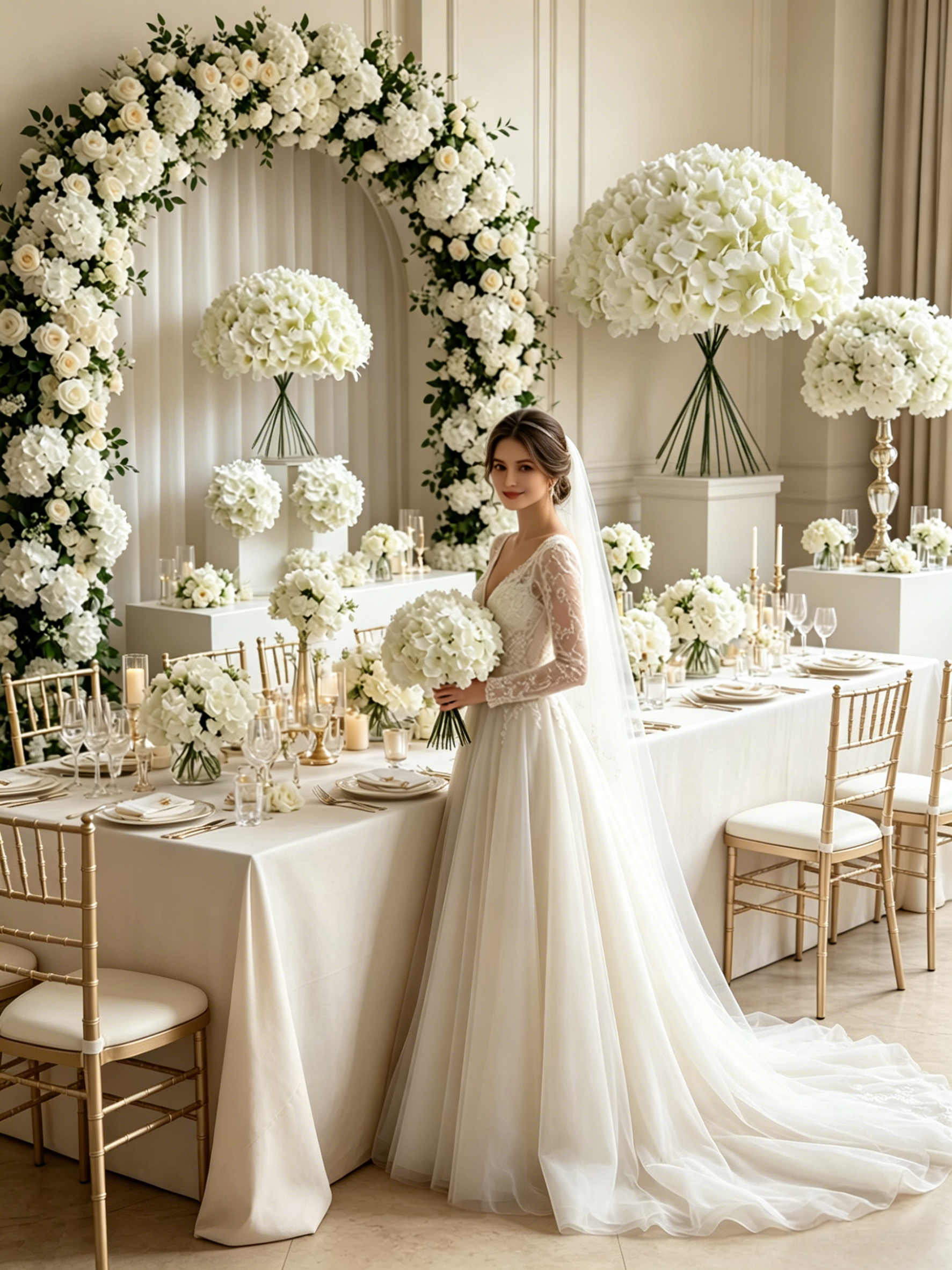 Luxury White Hydrangeas for Weddings & Home Décor，Create stunning bouquets, centerpieces and event decorations that stay beautiful forever.