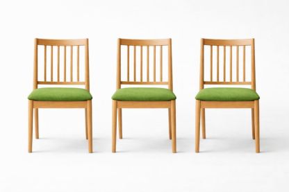 Set di 3 Sedie in Legno con Seduta Imbottita Verde-Placenestia