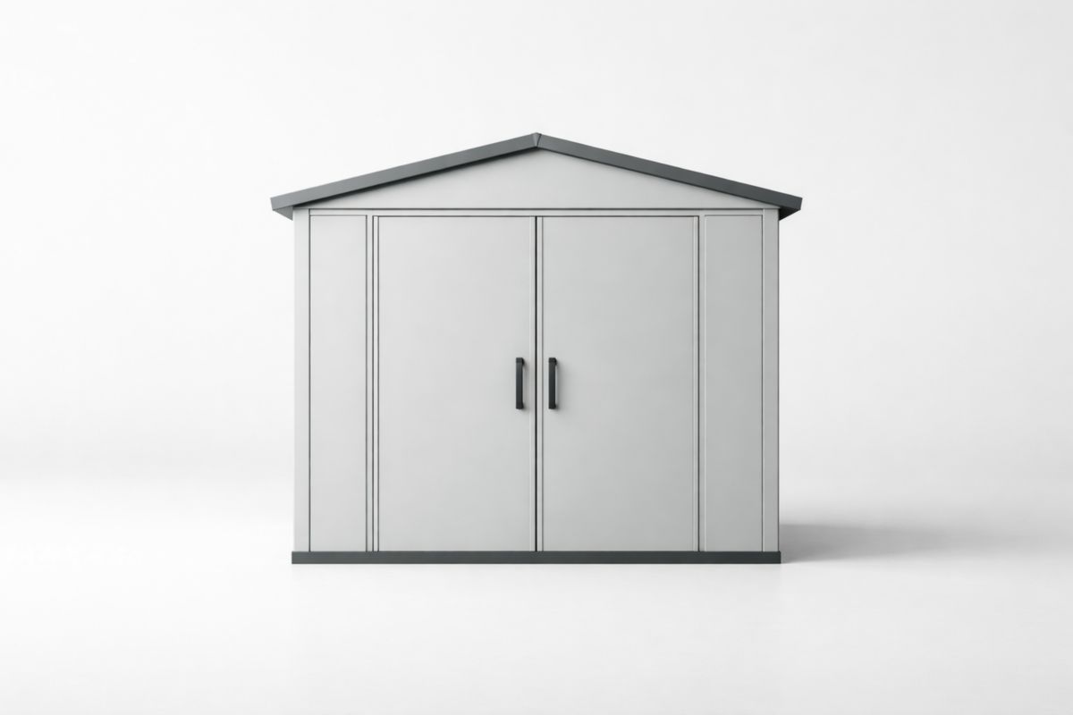 Capanno in Acciaio Zincato Grigio con Doppia Porta 350x230x210cm-Placenestia