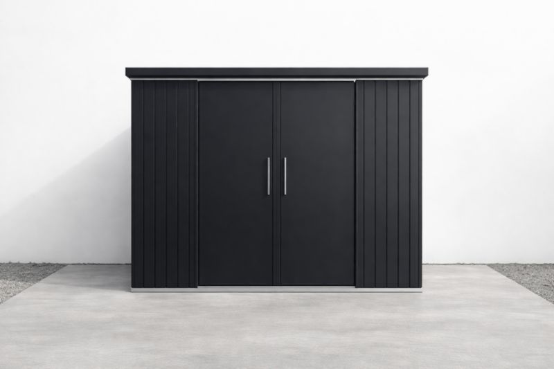 Capanno in Metallo per Esterno Nero 200 cm x 150 cm x 180 cm-Placenestia