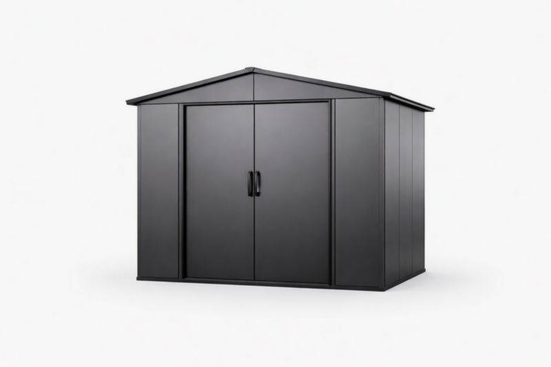 Capanno da Giardino in Metallo Nero 2.7m x 2.1m x 2.0m-Placenestia