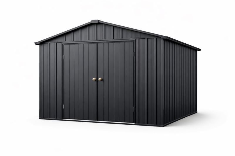 Capanno da Giardino Nero in Acciaio Zincato 300x400x220 cm-Placenestia