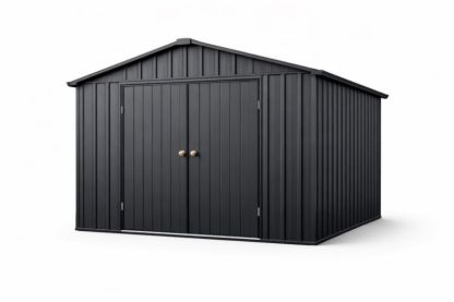 Capanno da Giardino Nero in Acciaio Zincato 300x400x220 cm-Placenestia