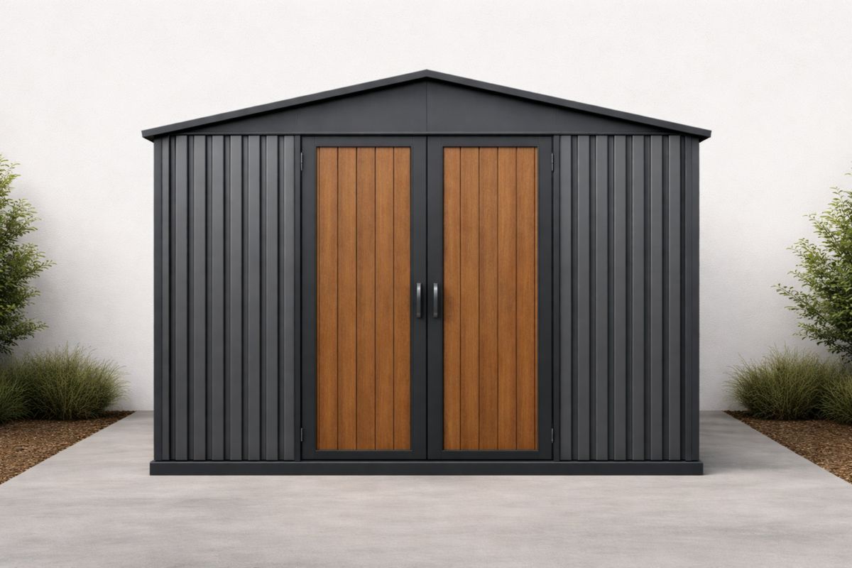 Capanno da Giardino in Metallo e Legno Composito 210x300x180 cm-Placenestia