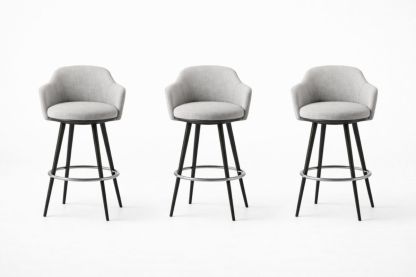 Set Sgabelli da Bar in Tessuto Grigio con Struttura in Metallo-Placenestia