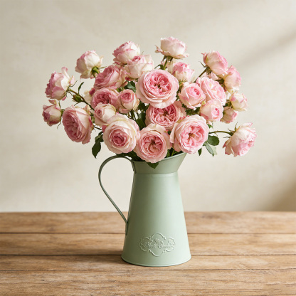 Green Metal Milk Jug Vase