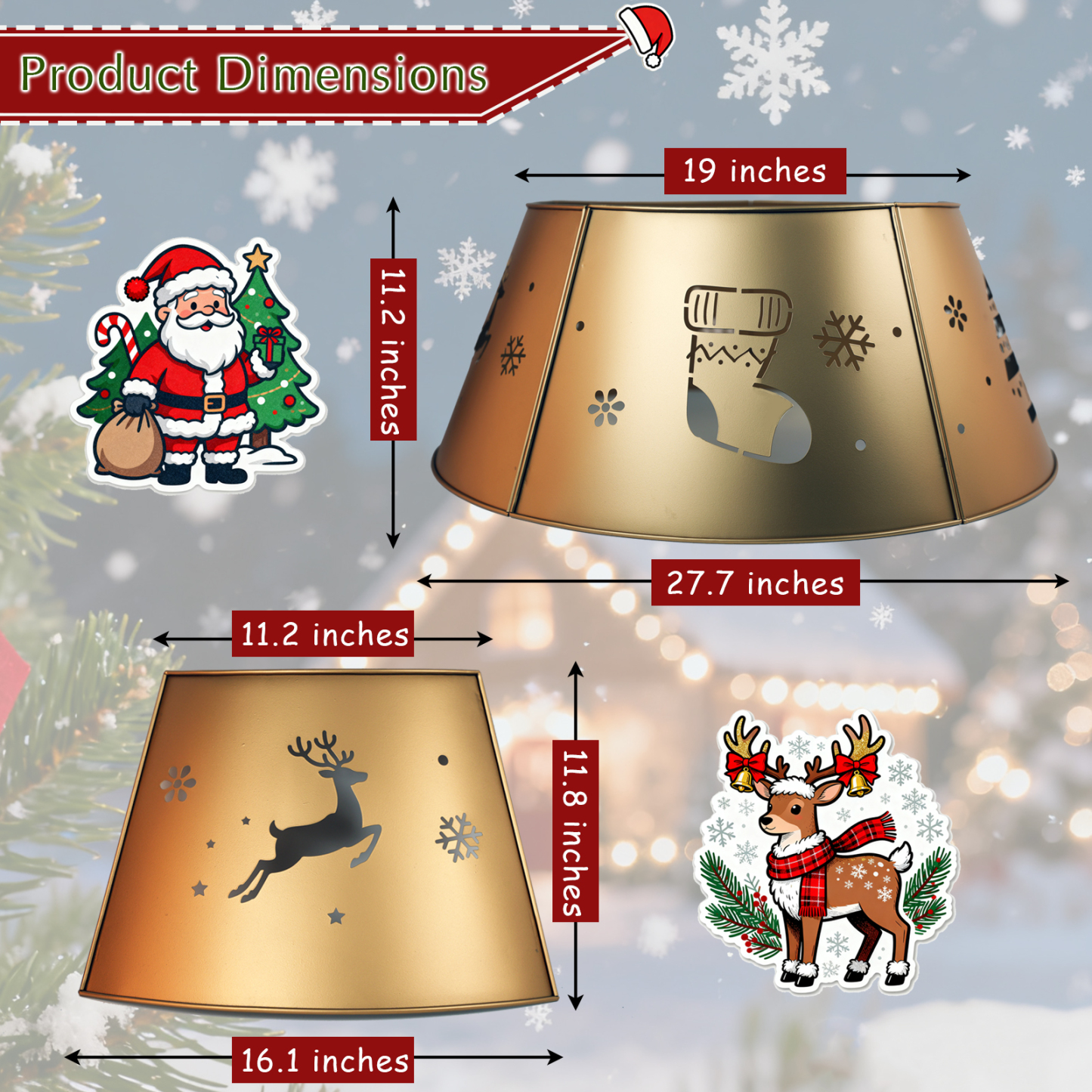 Gold 27.6 Inch Metal Christmas Tree Collar