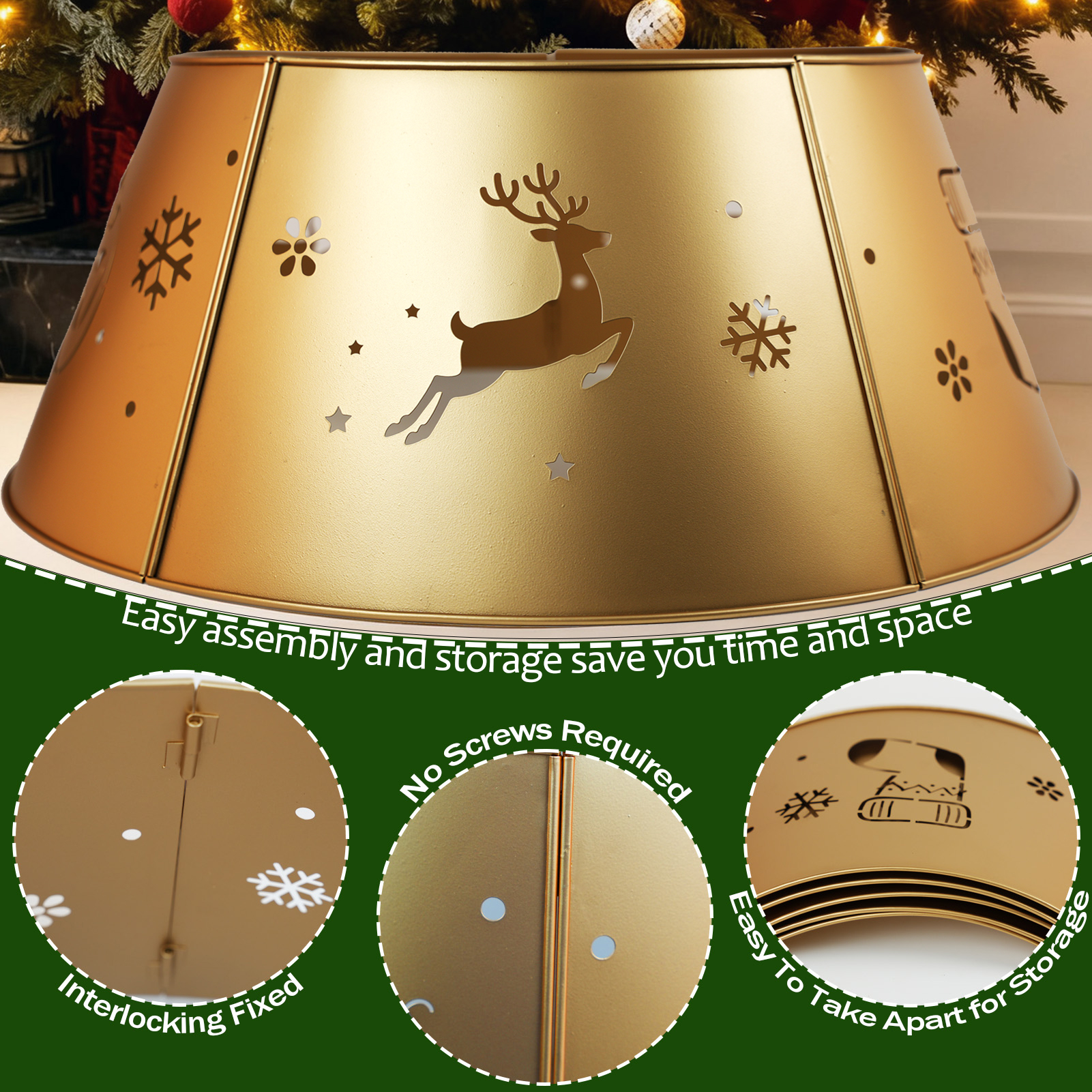 Gold 27.6 Inch Metal Christmas Tree Collar
