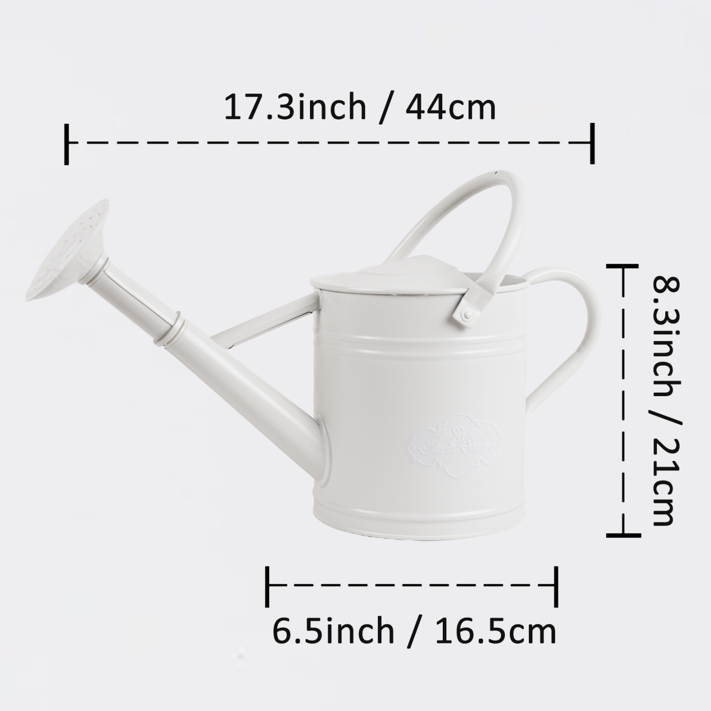 White 1 Gallon Metal Watering Can with Removable Rose