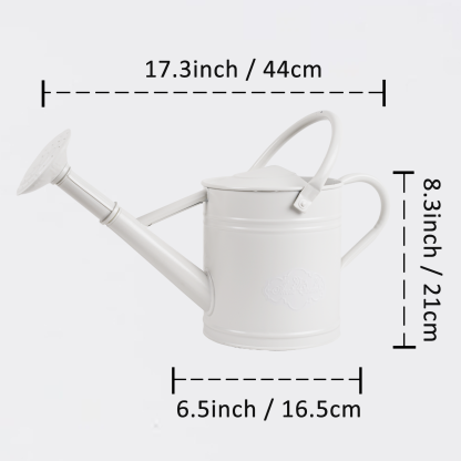 White 1 Gallon Metal Watering Can with Removable Rose