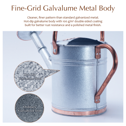 Galvalume 1 Gallon Watering Can with Copper Details