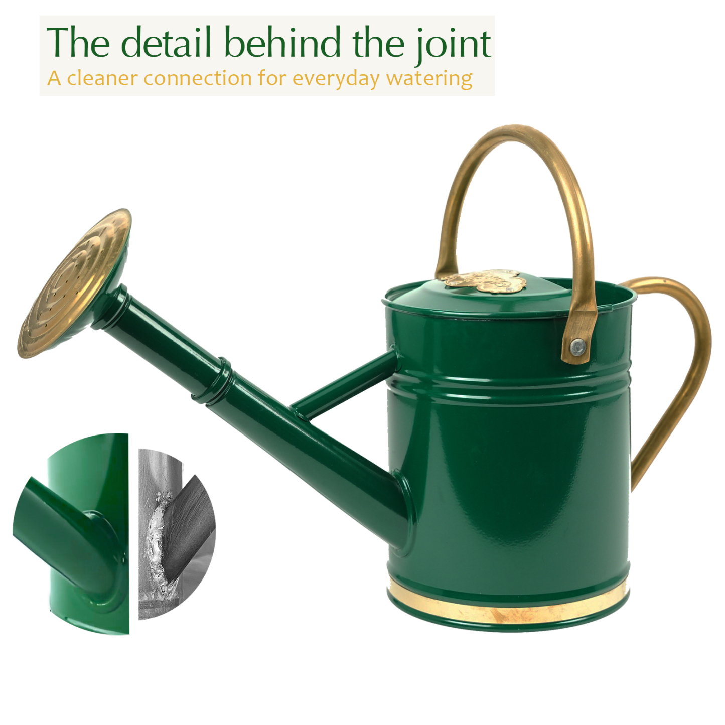 Emerald Green 1 Gallon Metal Watering Can with Solid Brass Details