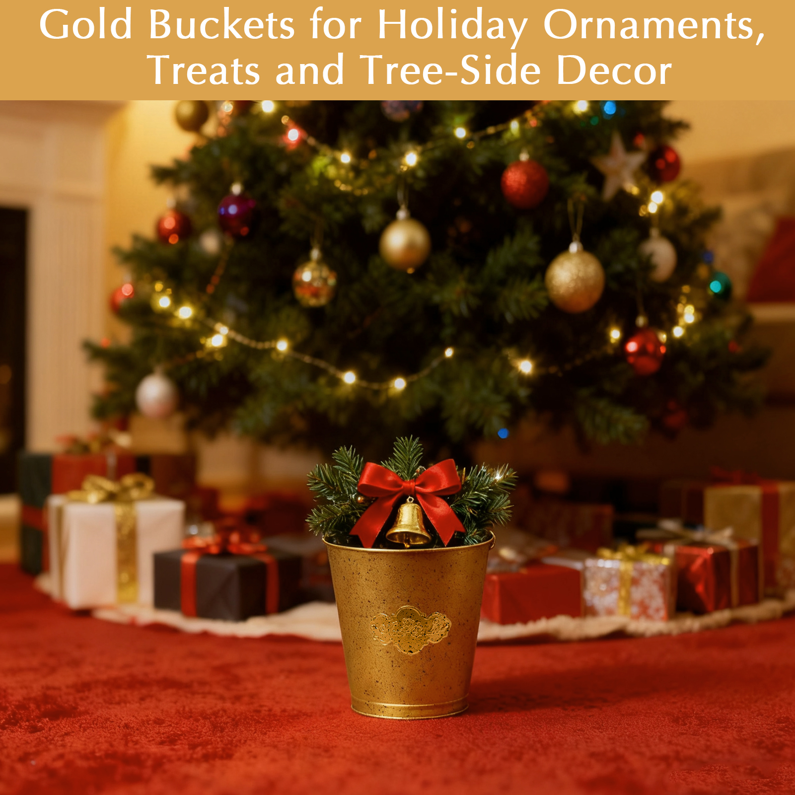 Set of 3 Gold Metal Display Buckets