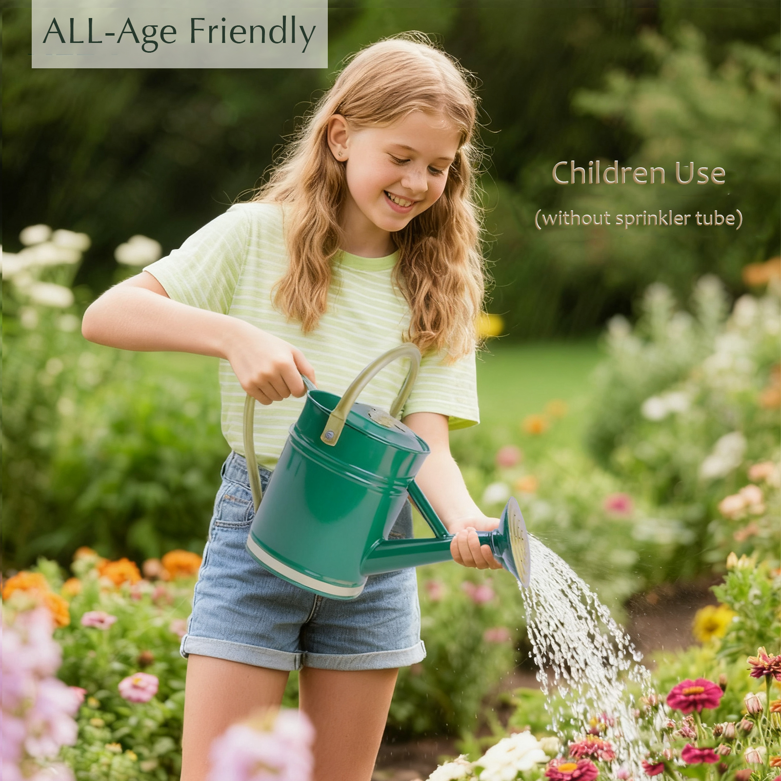 Emerald Green 1 Gallon Metal Watering Can with Solid Brass Details