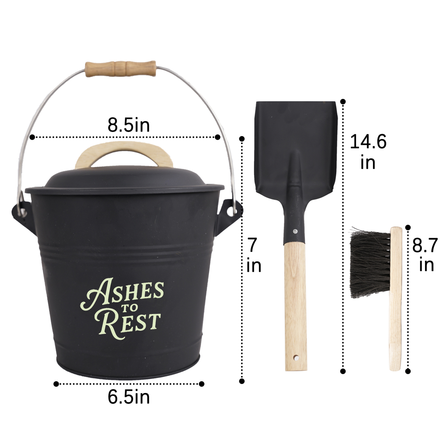 Compact 1.5 Gallon Ash Bucket with Lid and Tools