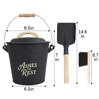 Compact 1.5 Gallon Ash Bucket with Lid and Tools